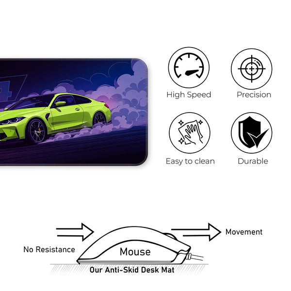 BMW M4 Neon Green Drift Deskmat