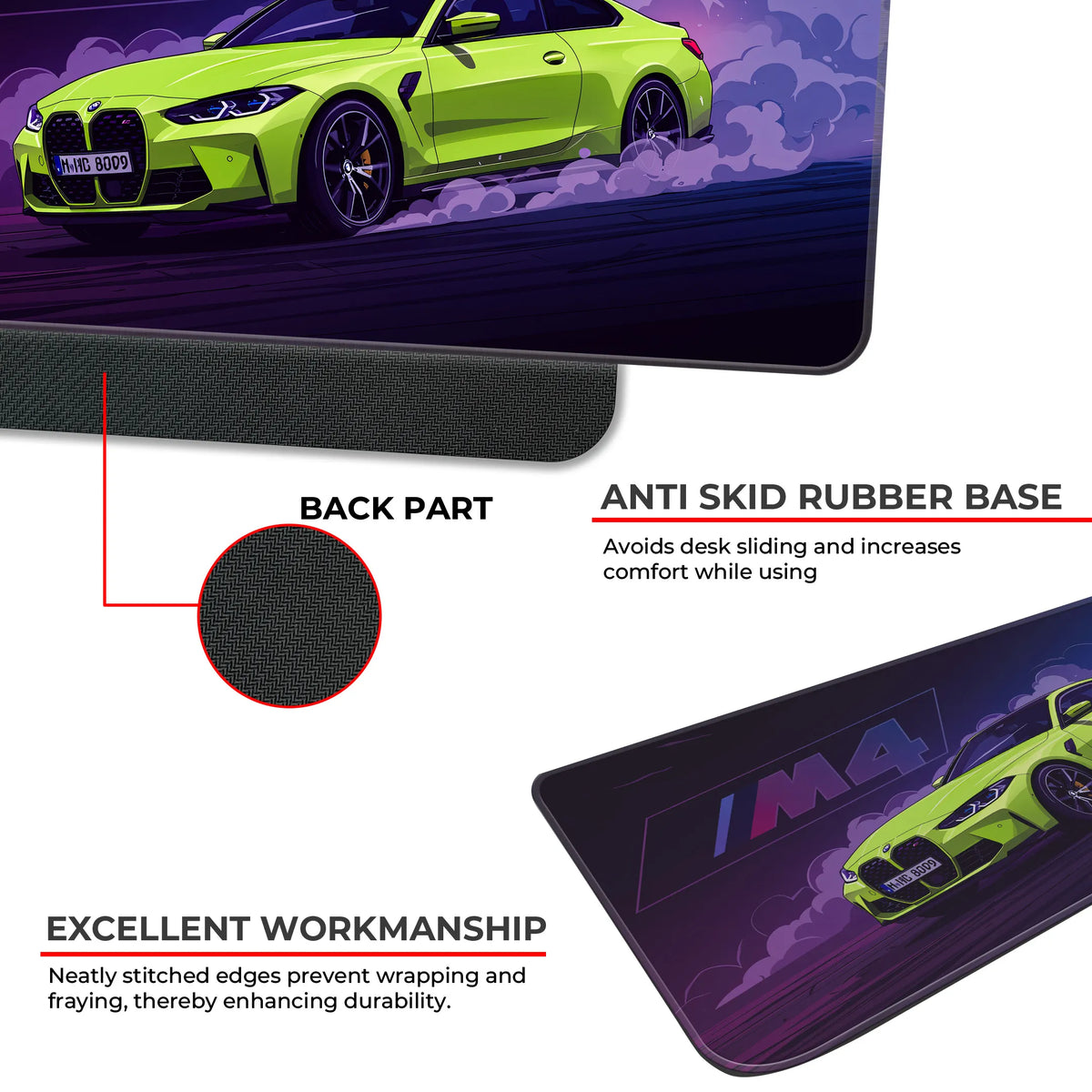 BMW M4 Neon Green Drift Deskmat