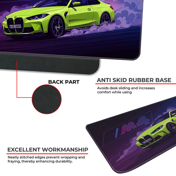 BMW M4 Neon Green Drift Deskmat