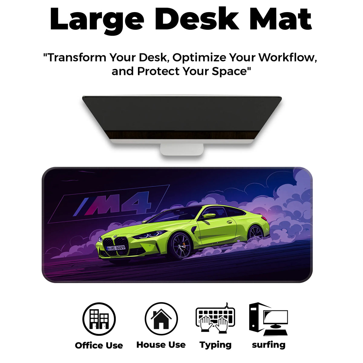 BMW M4 Neon Green Drift Deskmat