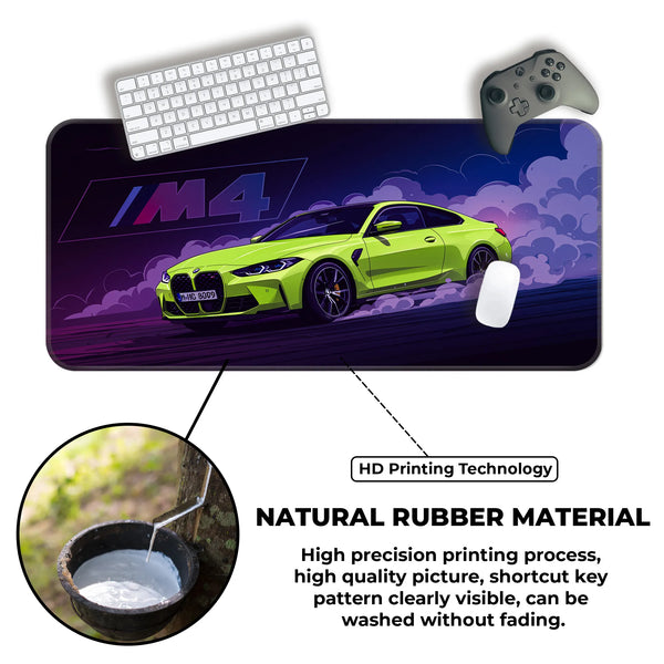 BMW M4 Neon Green Drift Deskmat