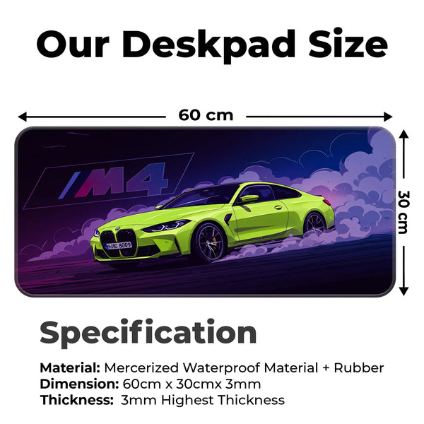 BMW M4 Neon Green Drift Deskmat