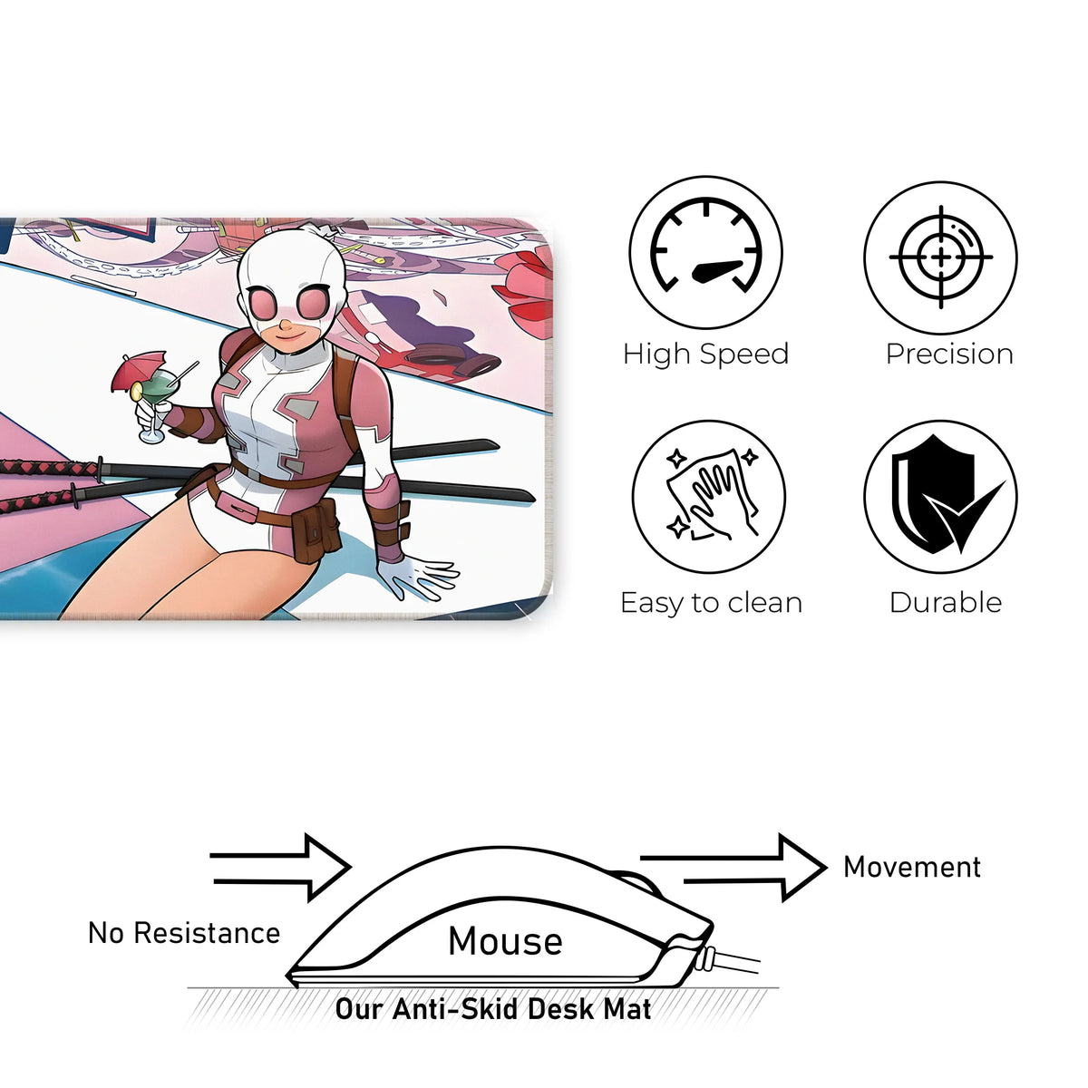 Deadpool Girl Relaxed Pink Suit Art Deskmat