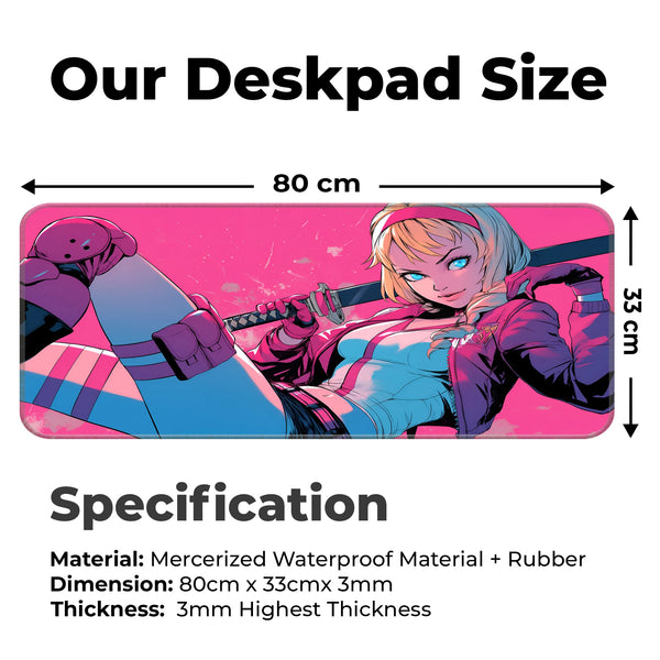 Gwenpool Sword Ready Pink Action Deskmat