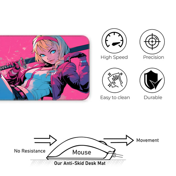 Gwenpool Sword Ready Pink Action Deskmat
