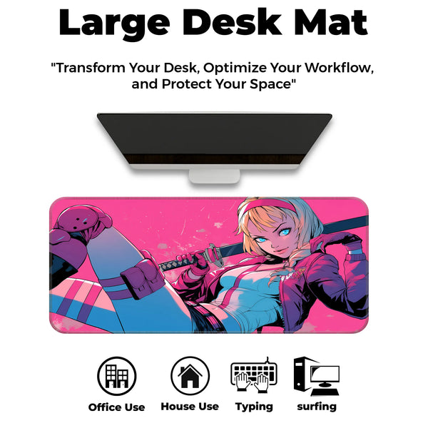 Gwenpool Sword Ready Pink Action Deskmat