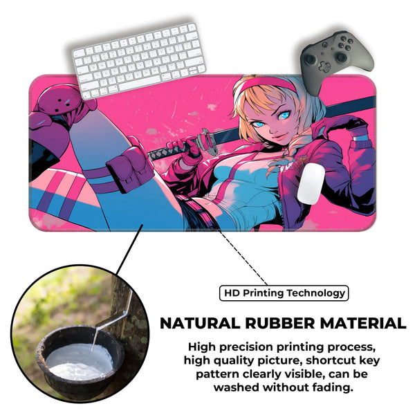 Gwenpool Sword Ready Pink Action Deskmat