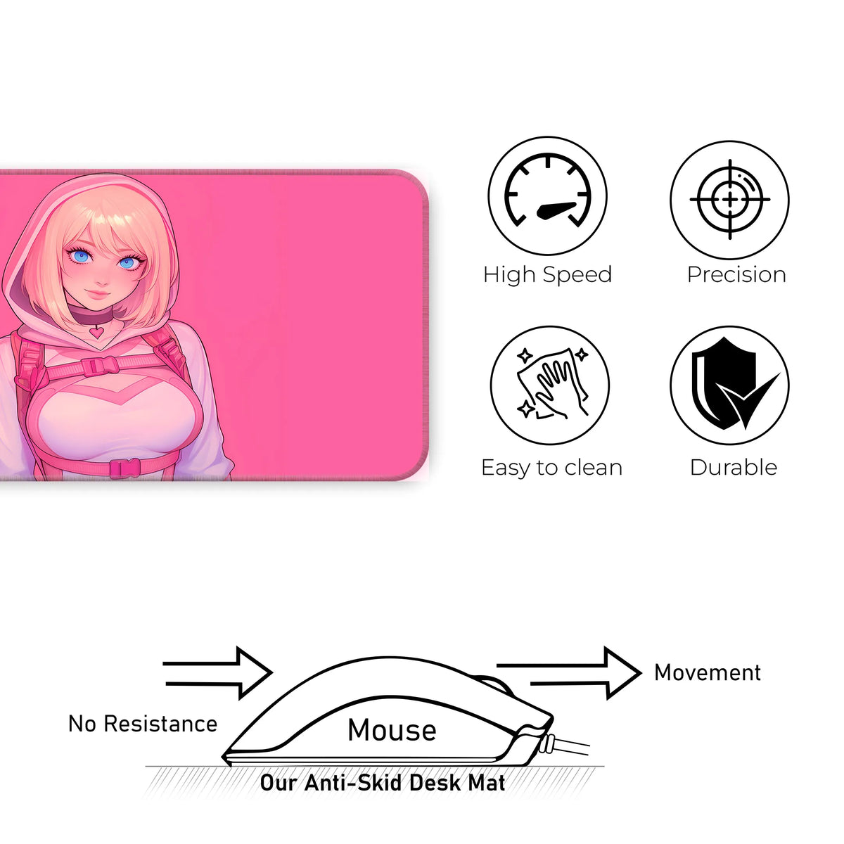 Spider Gwen Cute Pink Hoodie Anime Deskmat