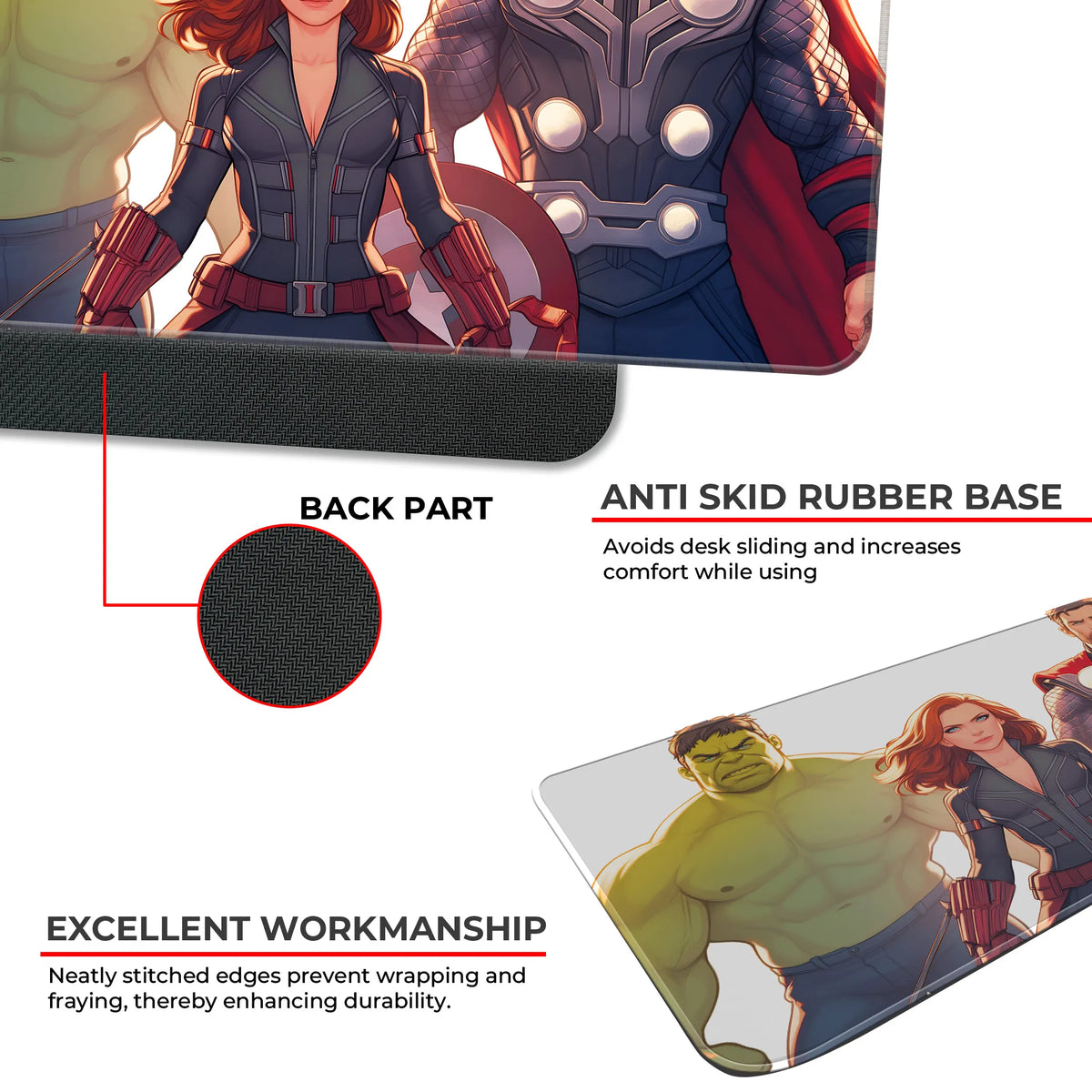 Avengers Trio Hulk Black Widow Thor Deskmat