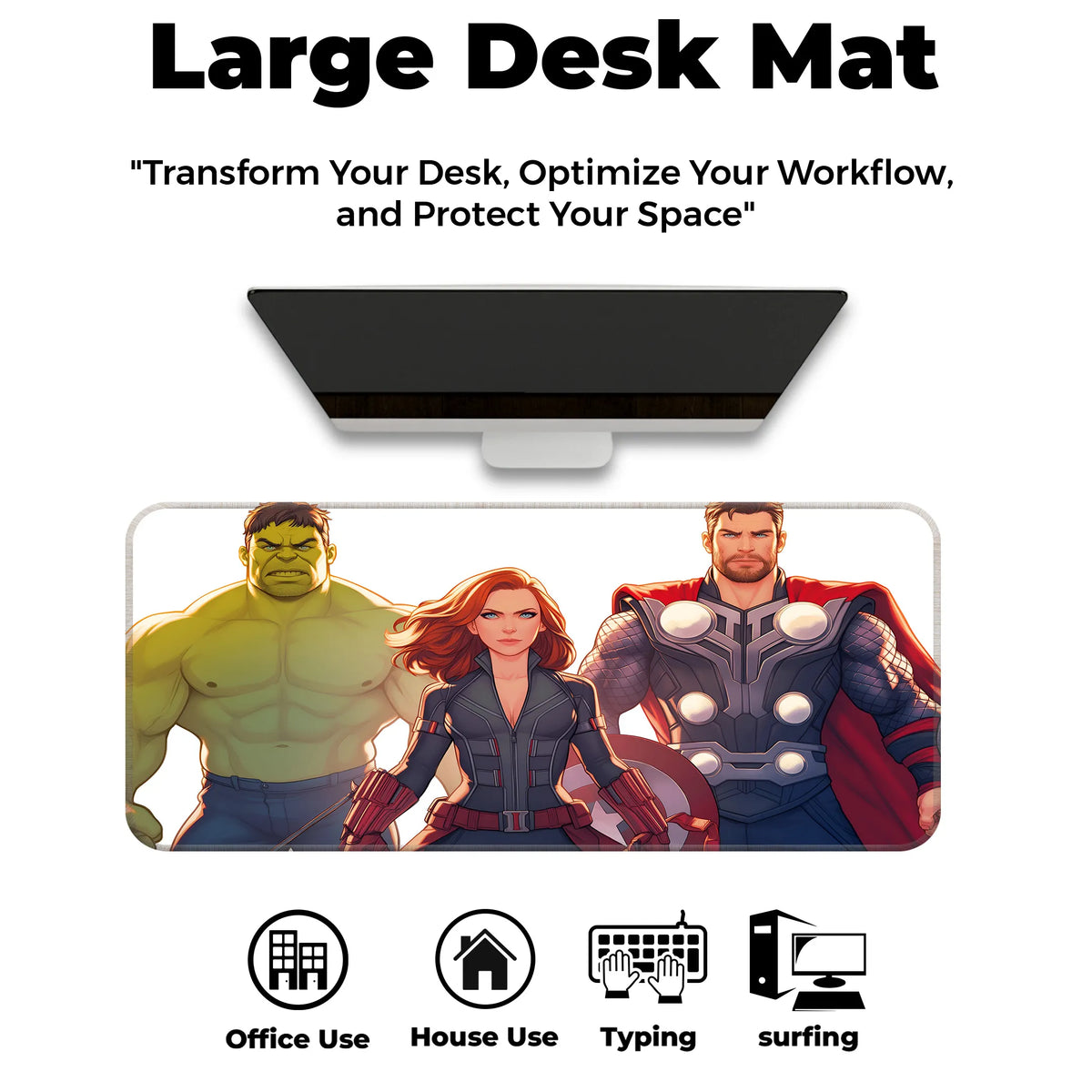 Avengers Trio Hulk Black Widow Thor Deskmat