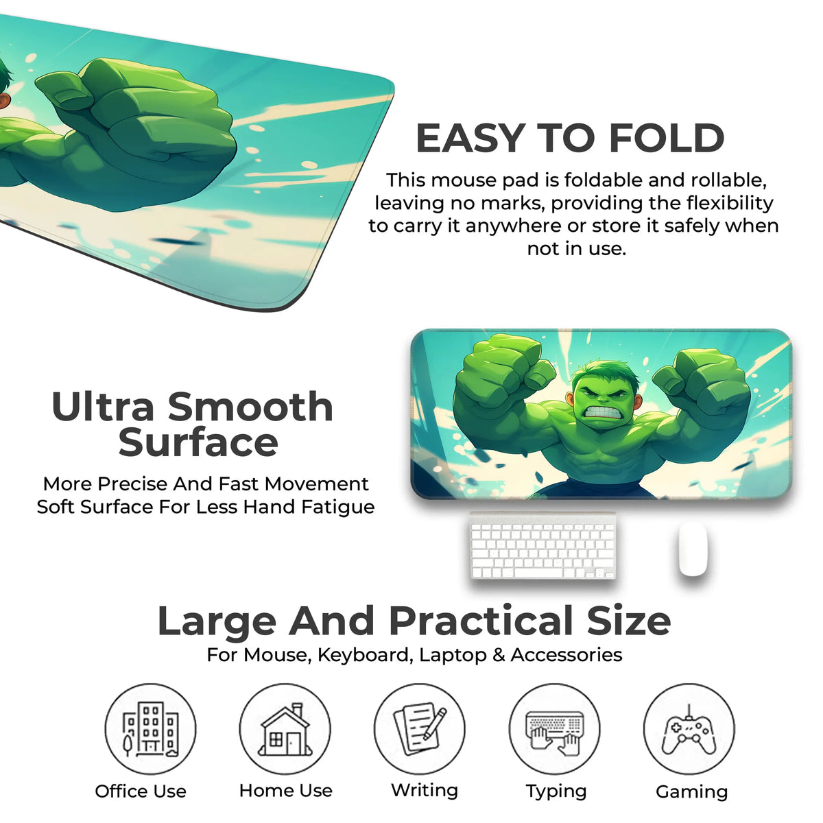 Baby Hulk Rage Mode – Cute Yet Fierce Green Giant Art Deskmat