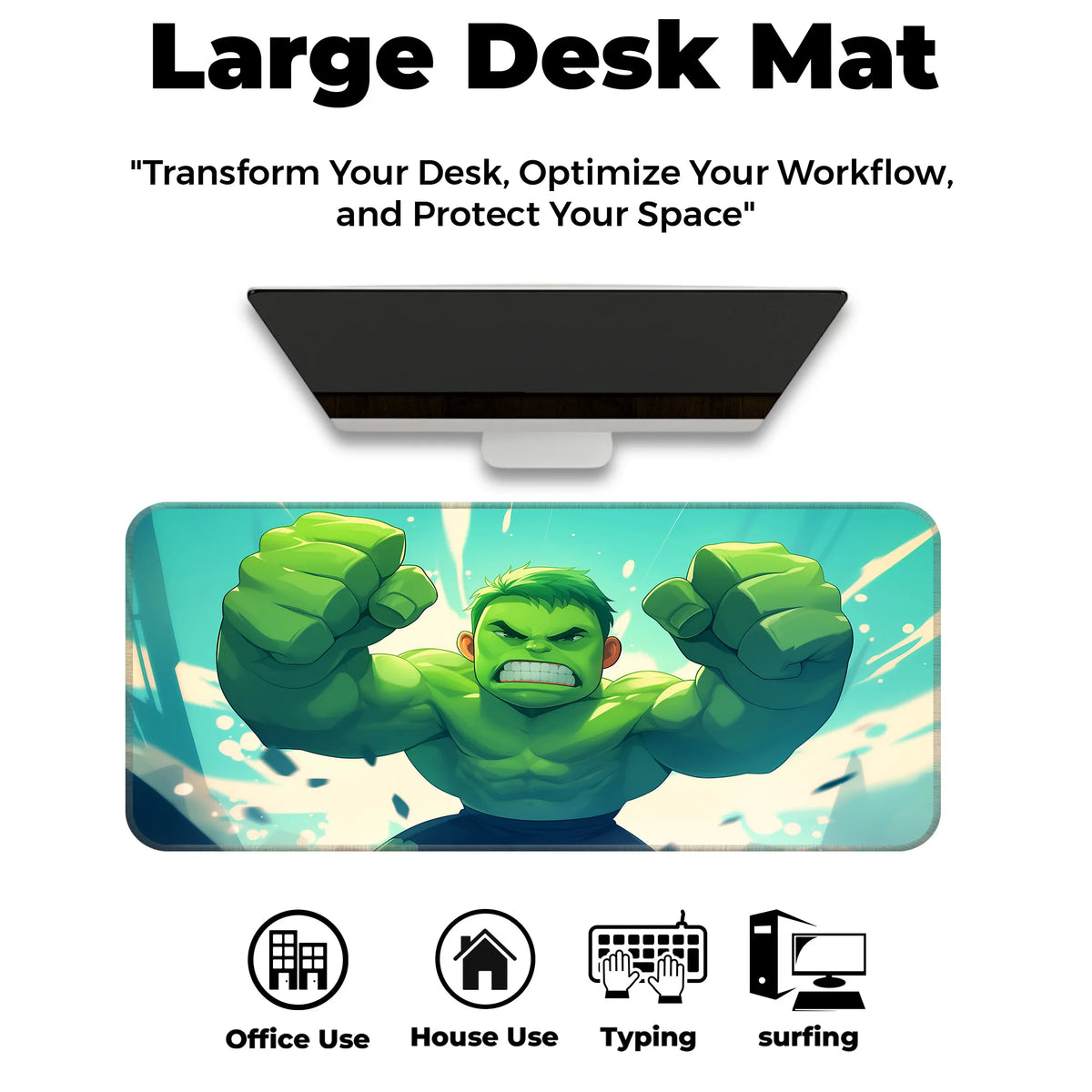 Baby Hulk Rage Mode – Cute Yet Fierce Green Giant Art Deskmat