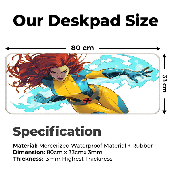 Fiery Red-Haired Mutant Hero Anime Deskmat