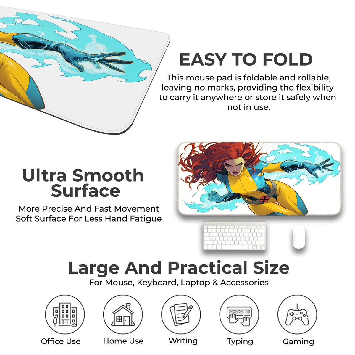 Fiery Red-Haired Mutant Hero Anime Deskmat