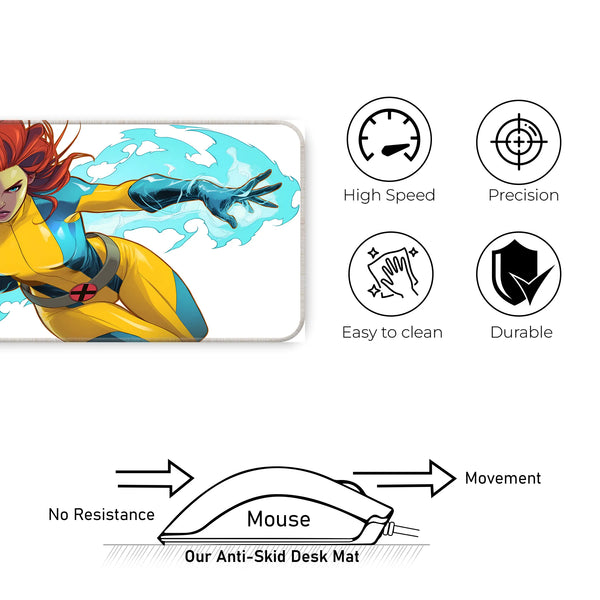 Fiery Red-Haired Mutant Hero Anime Deskmat