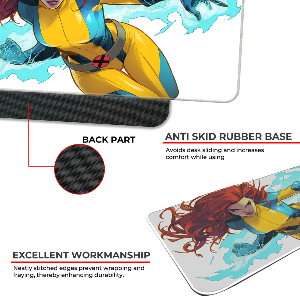 Fiery Red-Haired Mutant Hero Anime Deskmat