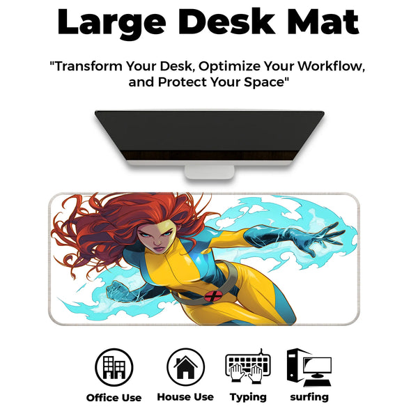 Fiery Red-Haired Mutant Hero Anime Deskmat