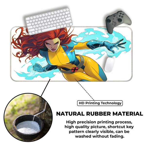 Fiery Red-Haired Mutant Hero Anime Deskmat