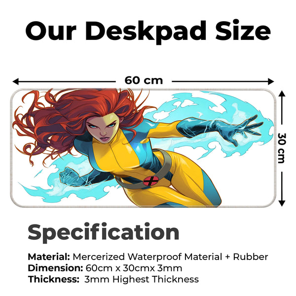 Fiery Red-Haired Mutant Hero Anime Deskmat