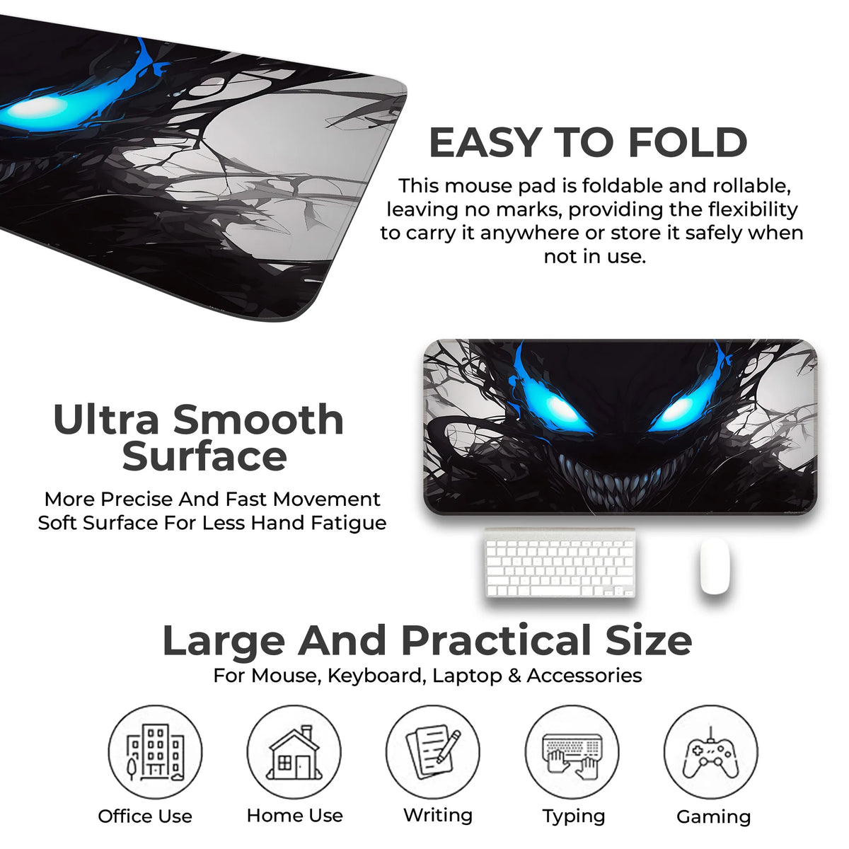 Venom Dark Vision Deskmat – Symbiote With Electric Blue Eyes Deskmat