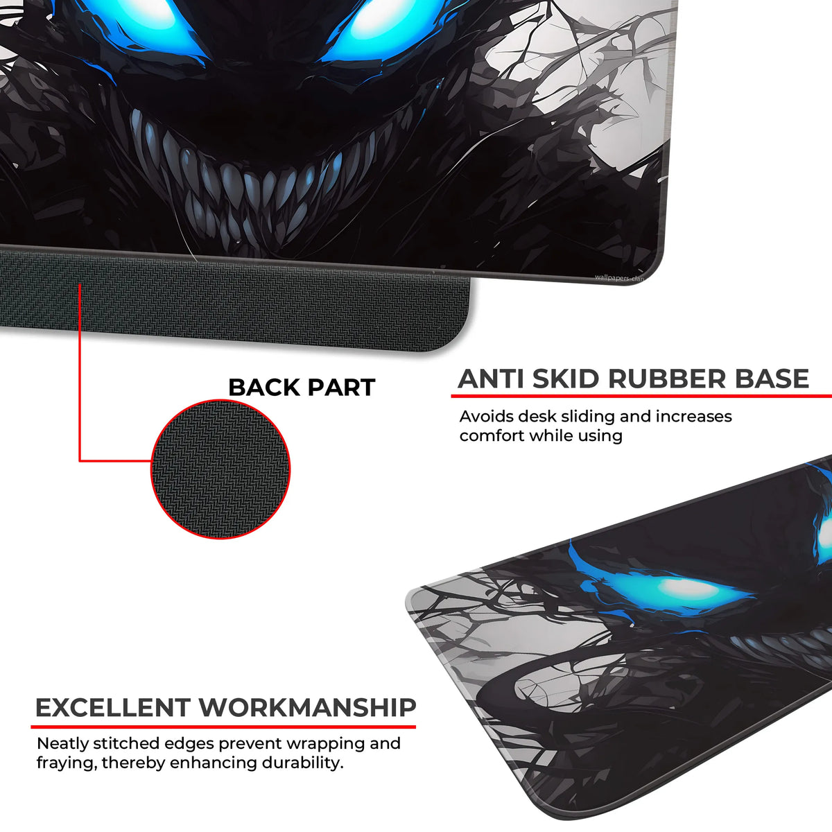 Venom Dark Vision Deskmat – Symbiote With Electric Blue Eyes Deskmat