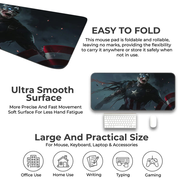Zombie Captain America Dark Horror Art Deskmat