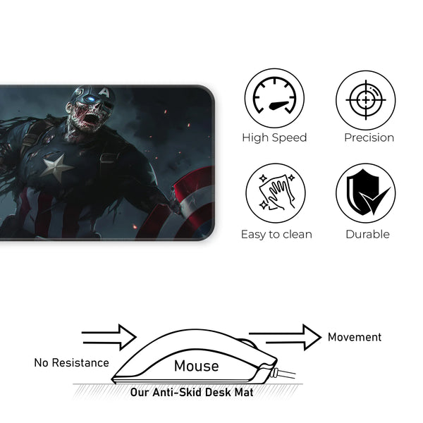 Zombie Captain America Dark Horror Art Deskmat