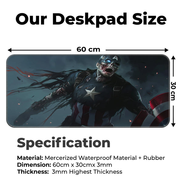 Zombie Captain America Dark Horror Art Deskmat