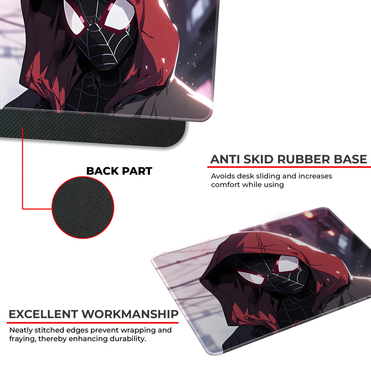 Spider Man Miles Morales Red Hood Design Mousepad