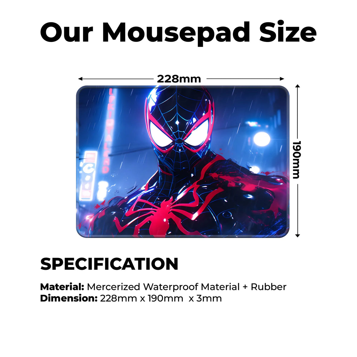 Spider Man Miles Morales Neon Glow Art Mousepad