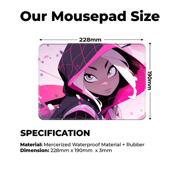 Spider Gwen Pink Hooded Design Gaming Mousepad