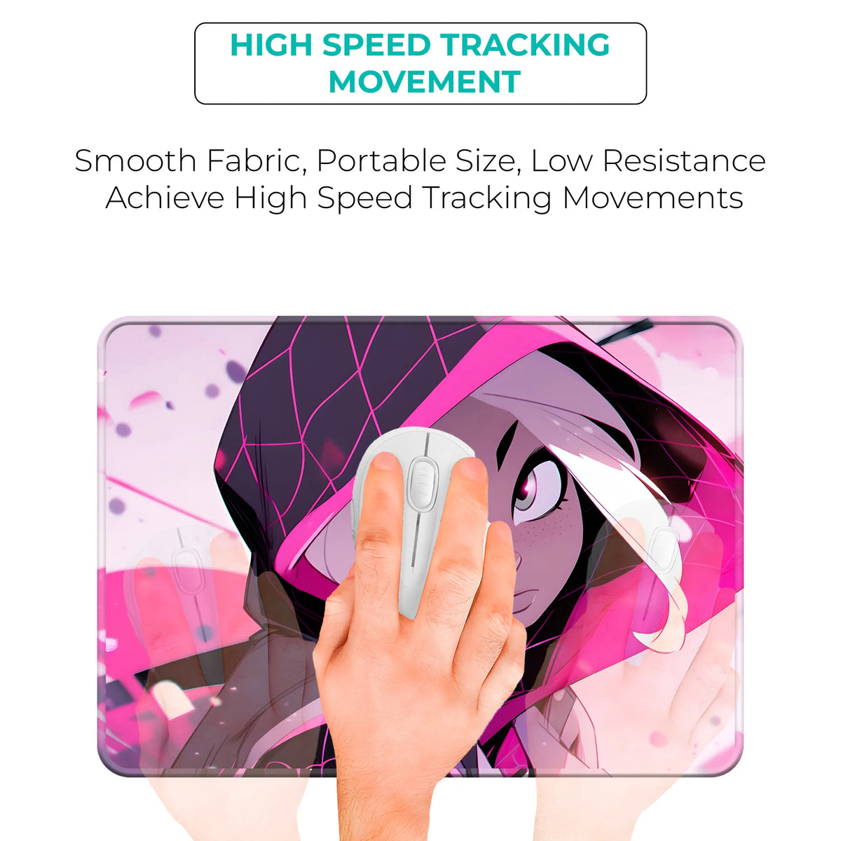 Spider Gwen Pink Hooded Design Gaming Mousepad