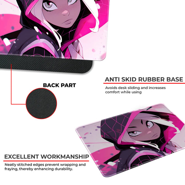 Spider Gwen Pink Hooded Design Gaming Mousepad