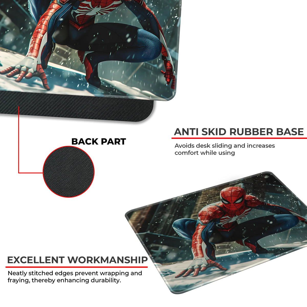 Spider Man Winter Snow Action Pose Mousepad