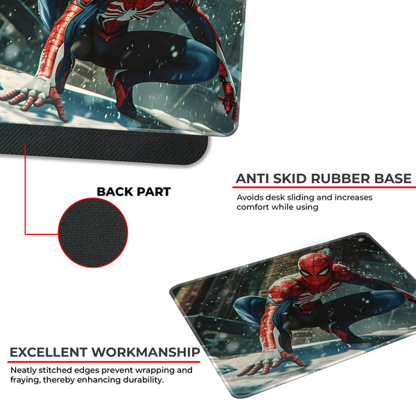 Spider Man Winter Snow Action Pose Mousepad