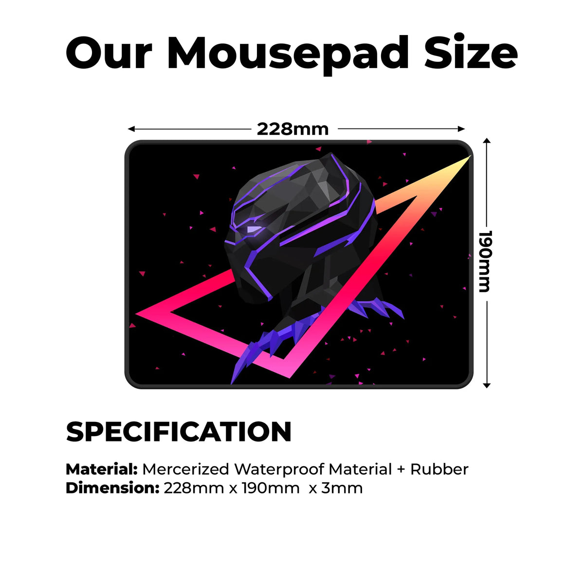 Black Panther Neon Fury Superhero Mousepad