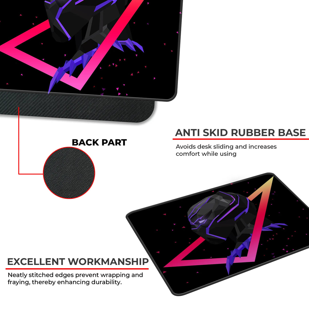 Black Panther Neon Fury Superhero Mousepad