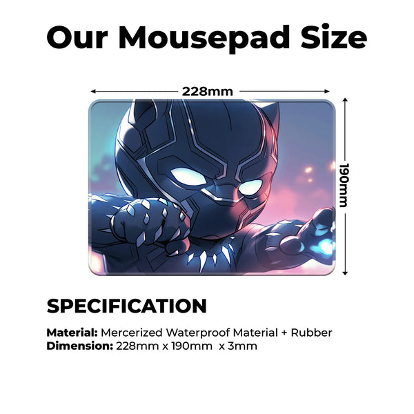 Black Panther Chibi Glow Power Design Mousepad