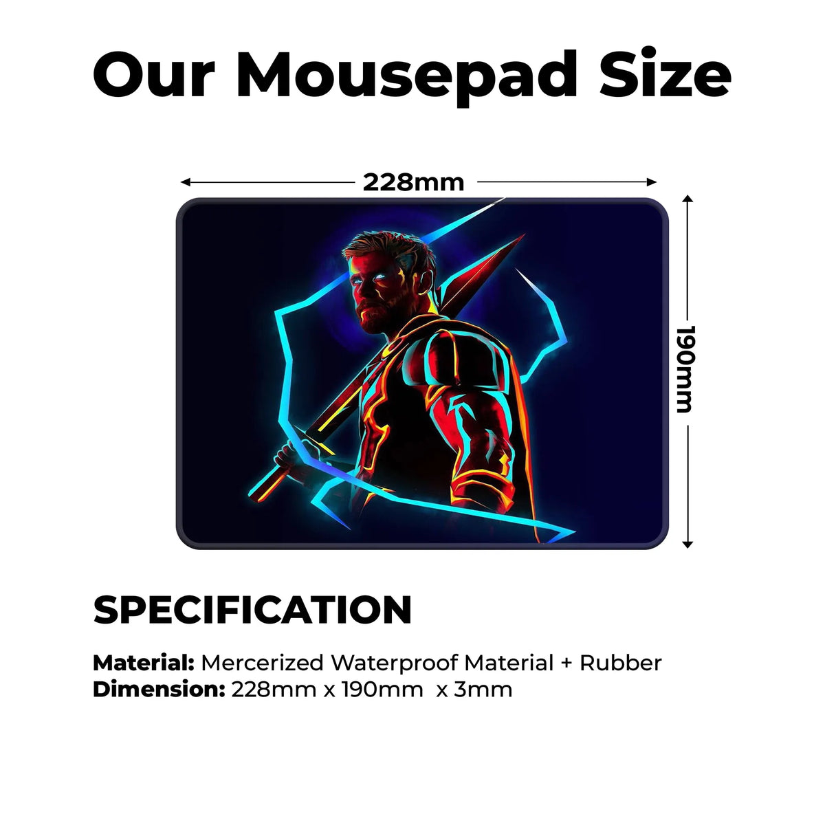 Thor Neon Strike Superhero Mousepad