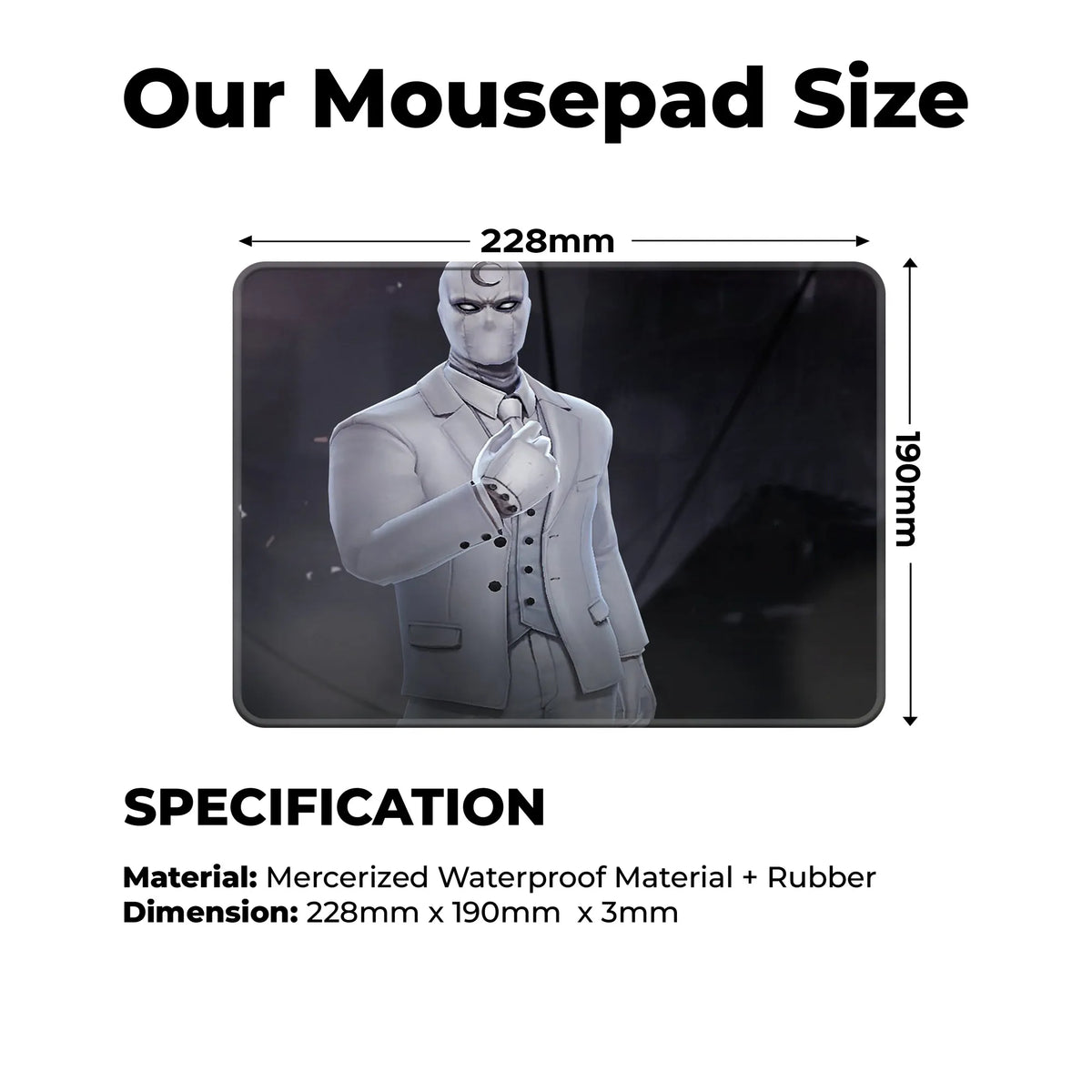 Moon Knight White Suit Superhero Mousepad