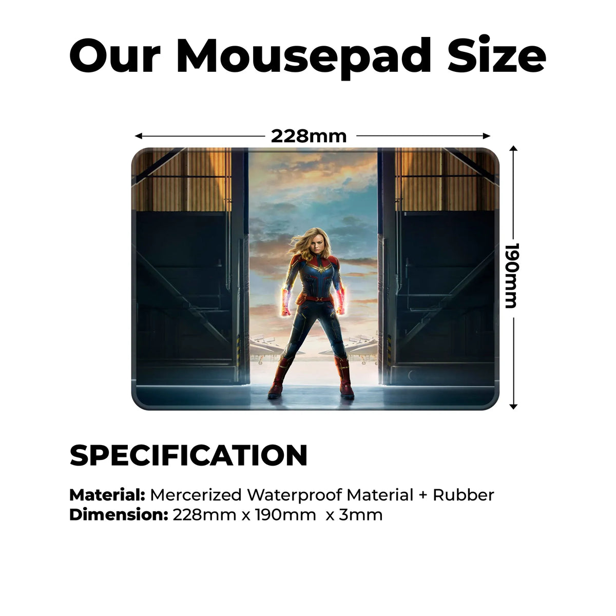 Captain Marvel Power Superhero Mousepad
