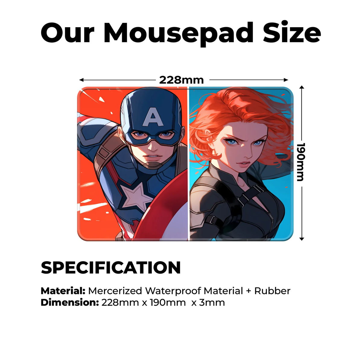 Captain America & Black Widow Duo Design Mousepad