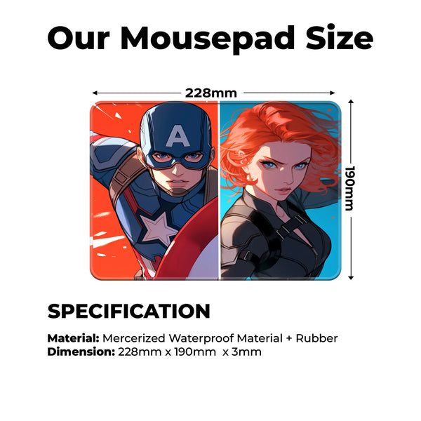 Captain America & Black Widow Duo Design Mousepad
