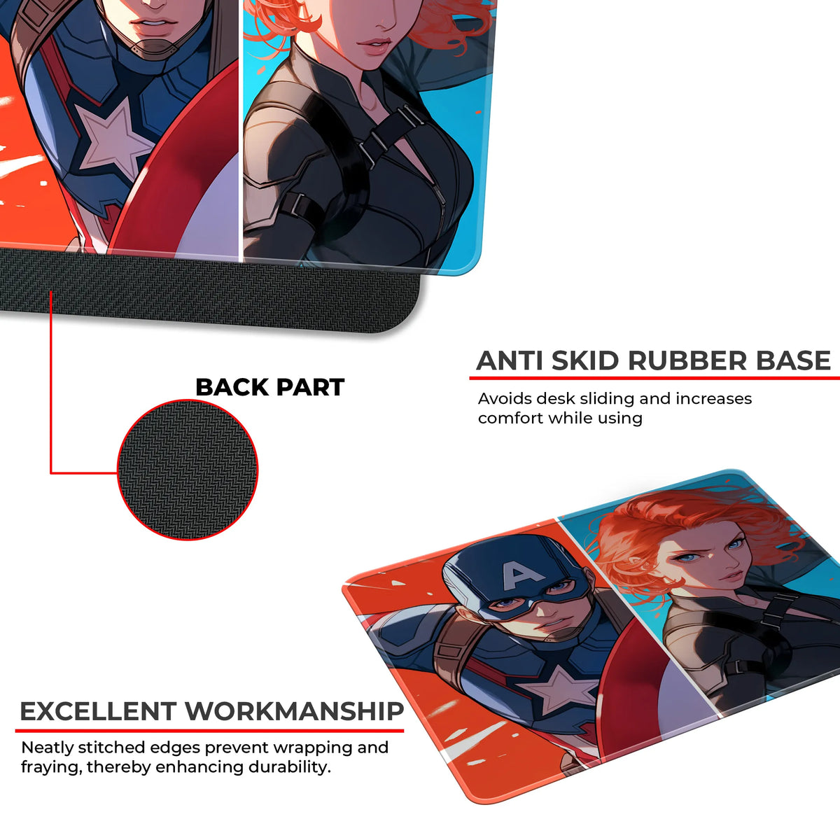 Captain America & Black Widow Duo Design Mousepad