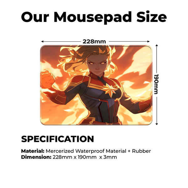 Captain Marvel Fiery Glow Power Mousepad