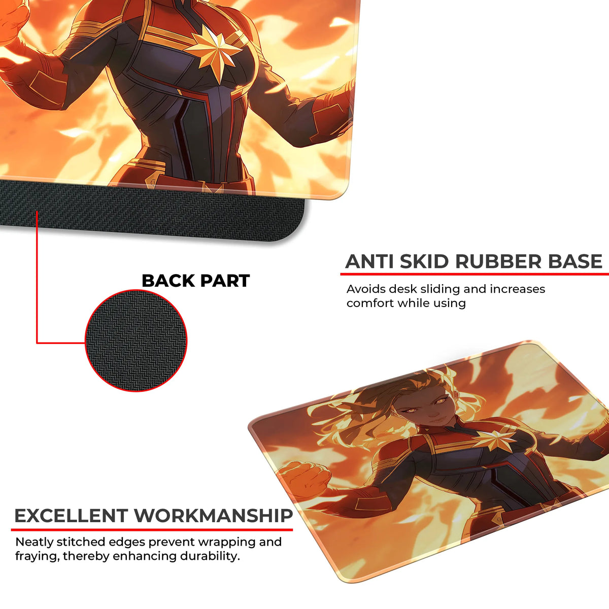 Captain Marvel Fiery Glow Power Mousepad