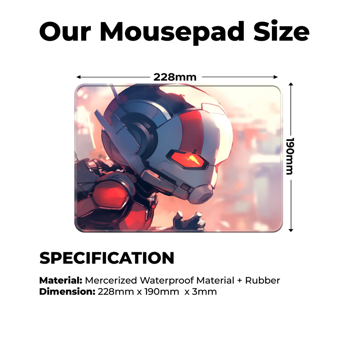 Ant Man Running Red Glow Art Mousepad