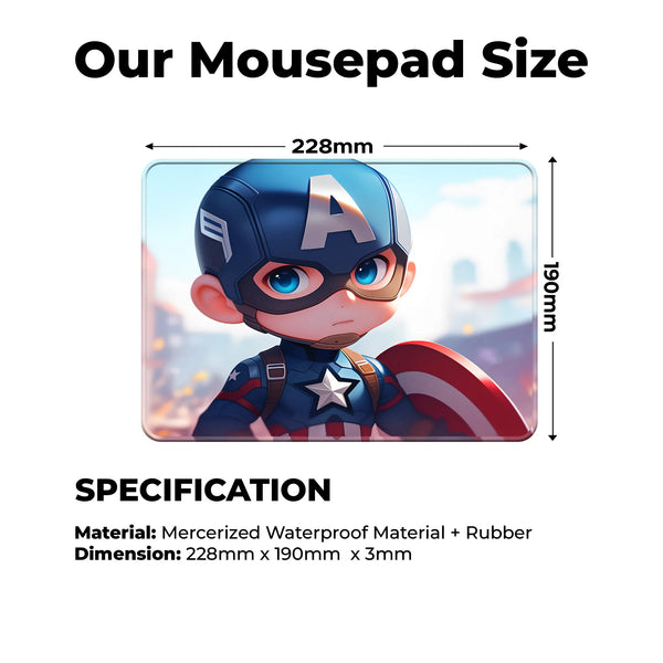 Captain America Cute Chibi Superhero Mousepad