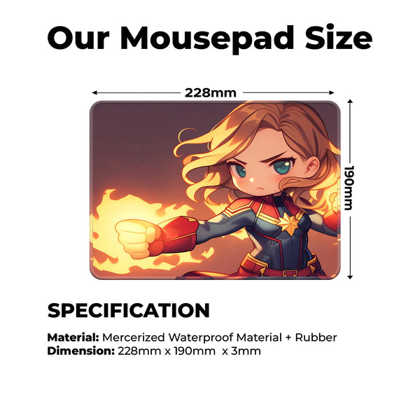Captain Marvel Chibi Fiery Power Mousepad