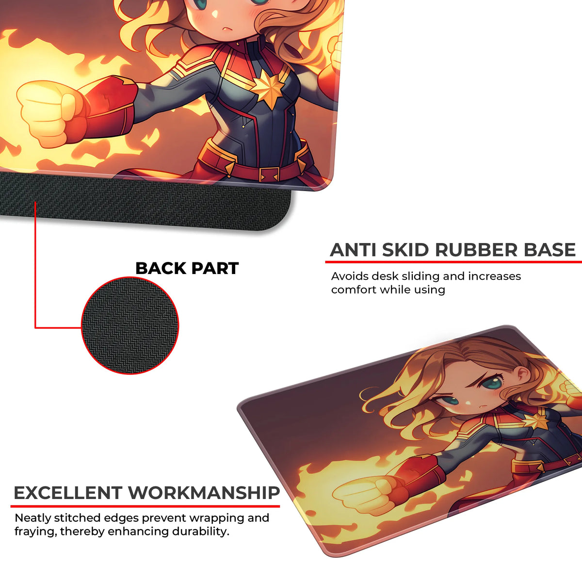 Captain Marvel Chibi Fiery Power Mousepad